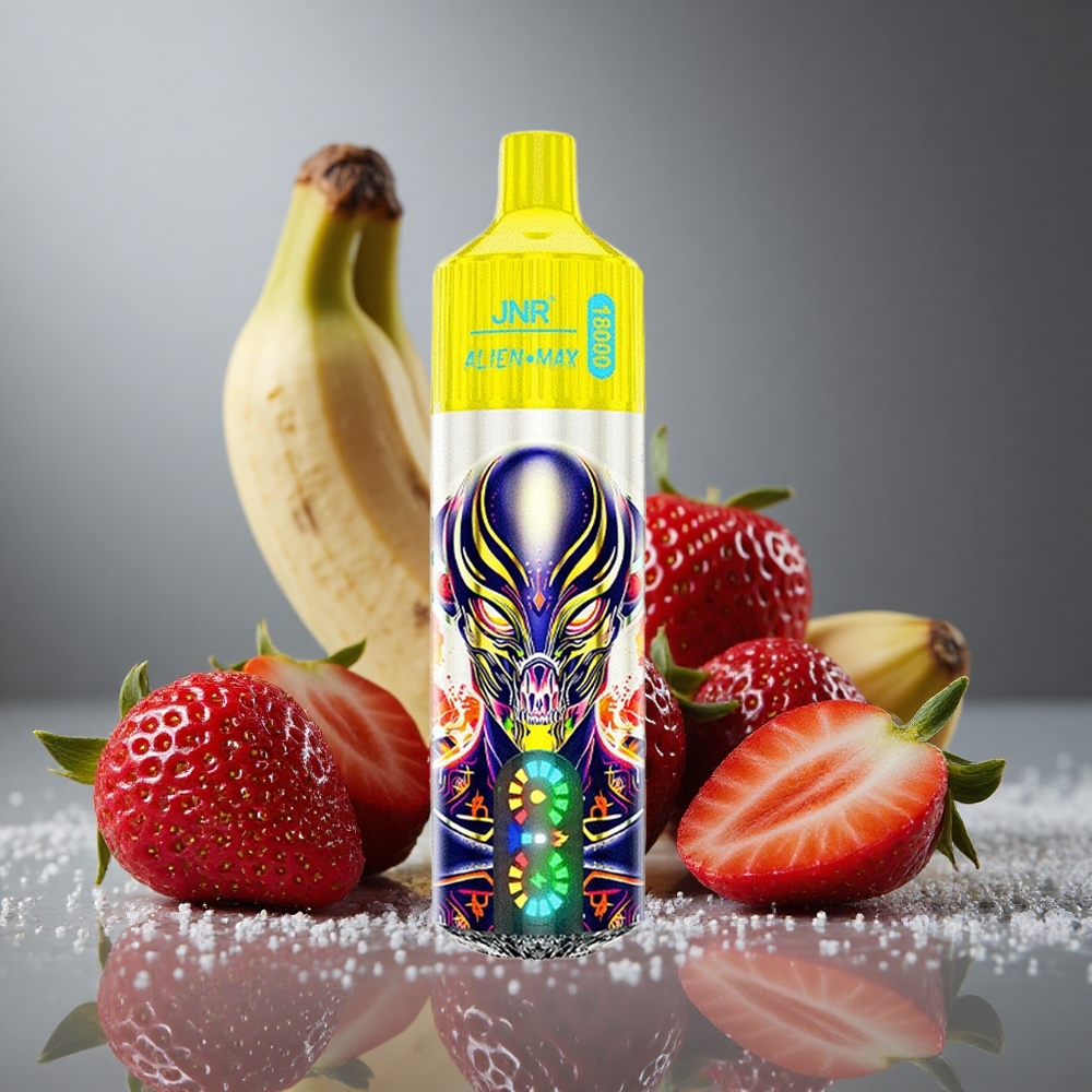 JNR Alien Max 18000パフ デュアルメッシュコイル  タイプC急速充電 ストロベリーバナナ
