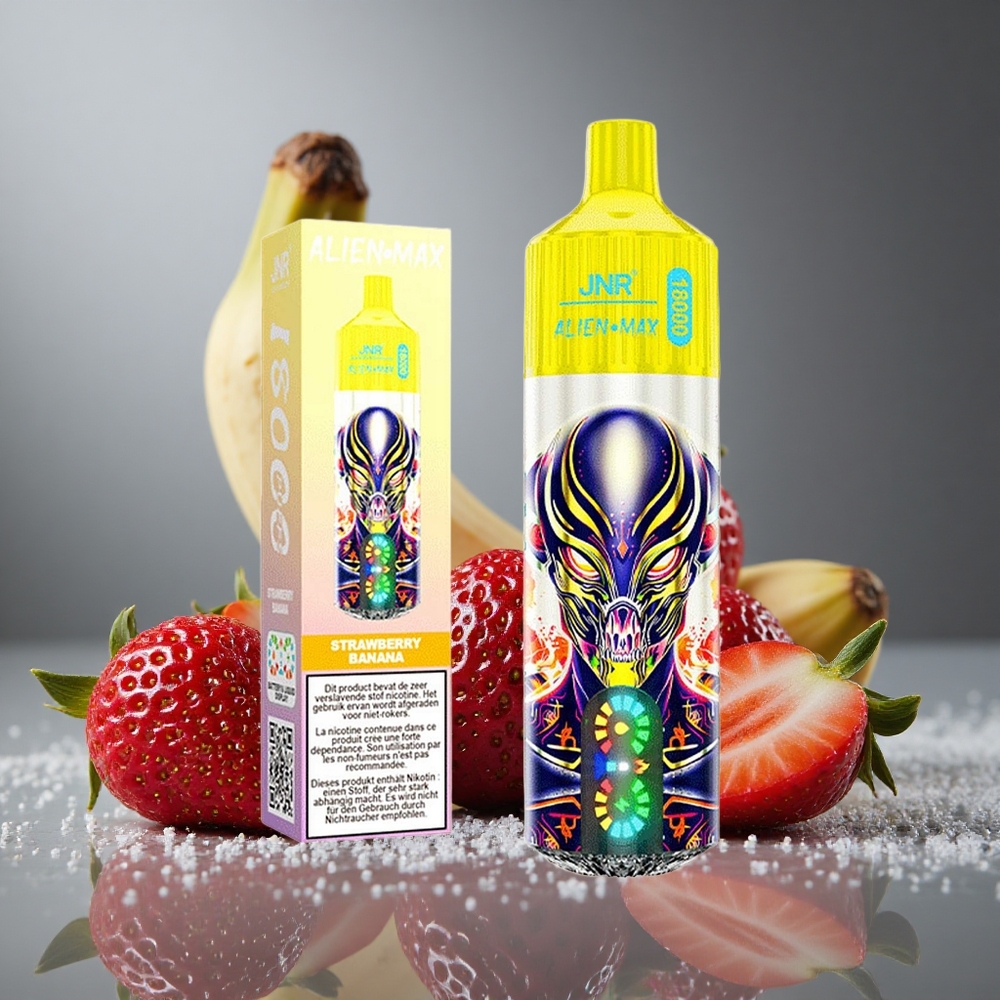 JNR Alien Max 18000パフ デュアルメッシュコイル  タイプC急速充電 ストロベリーバナナ