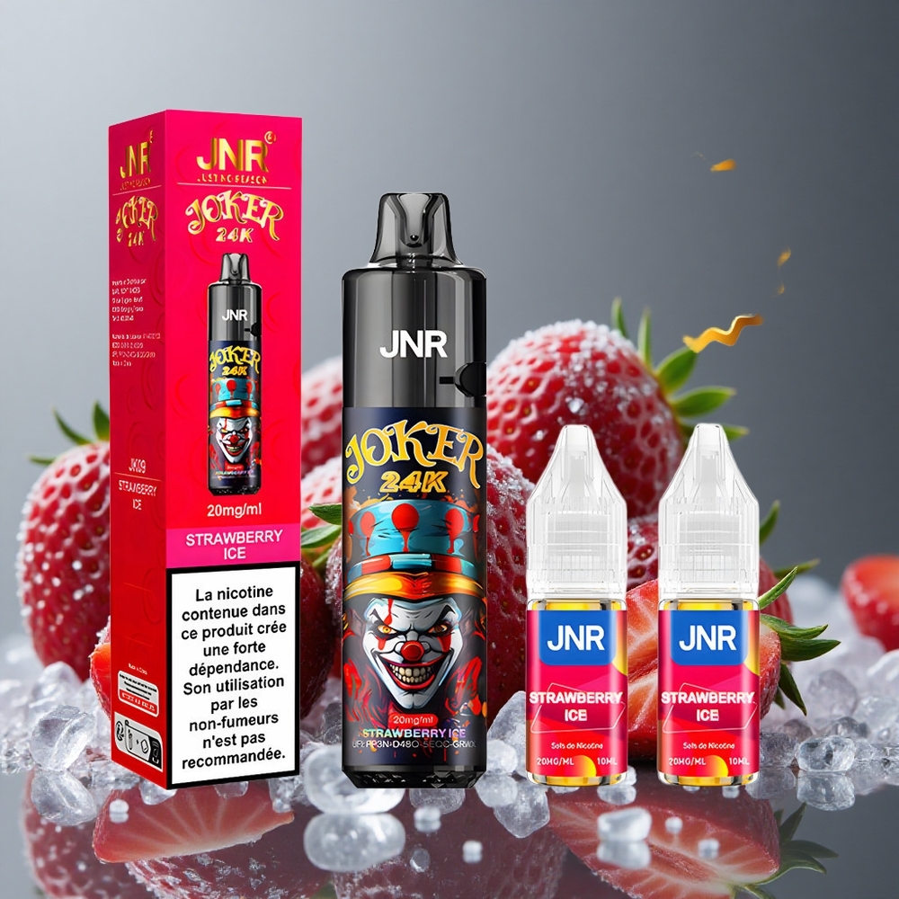 JNR Joker 24K パフ ストロベリーアイス 800mAh バッテリー 2+10ml リフィル可能ポッド