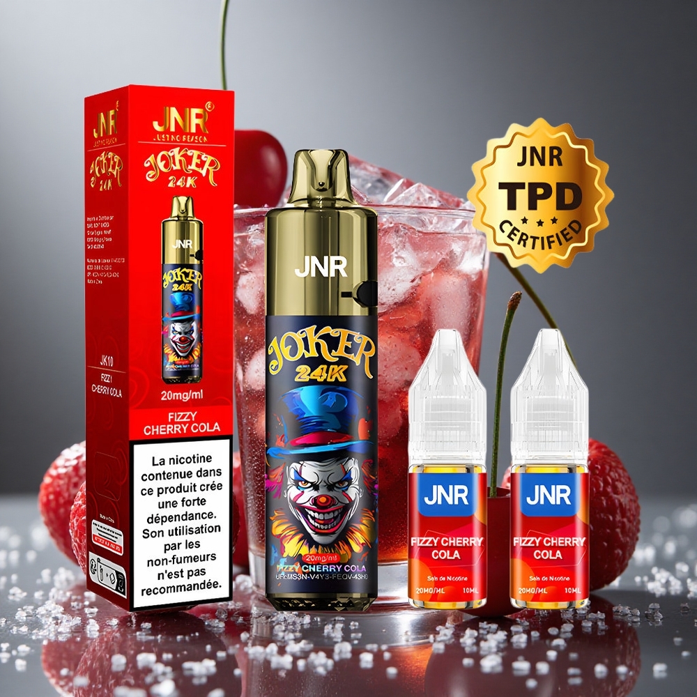 JNR Joker 24Kプッフス ディスポーザブルベイプ サイドリフィルデザイン 800mAhバッテリー フィジーチェリーコーラ
