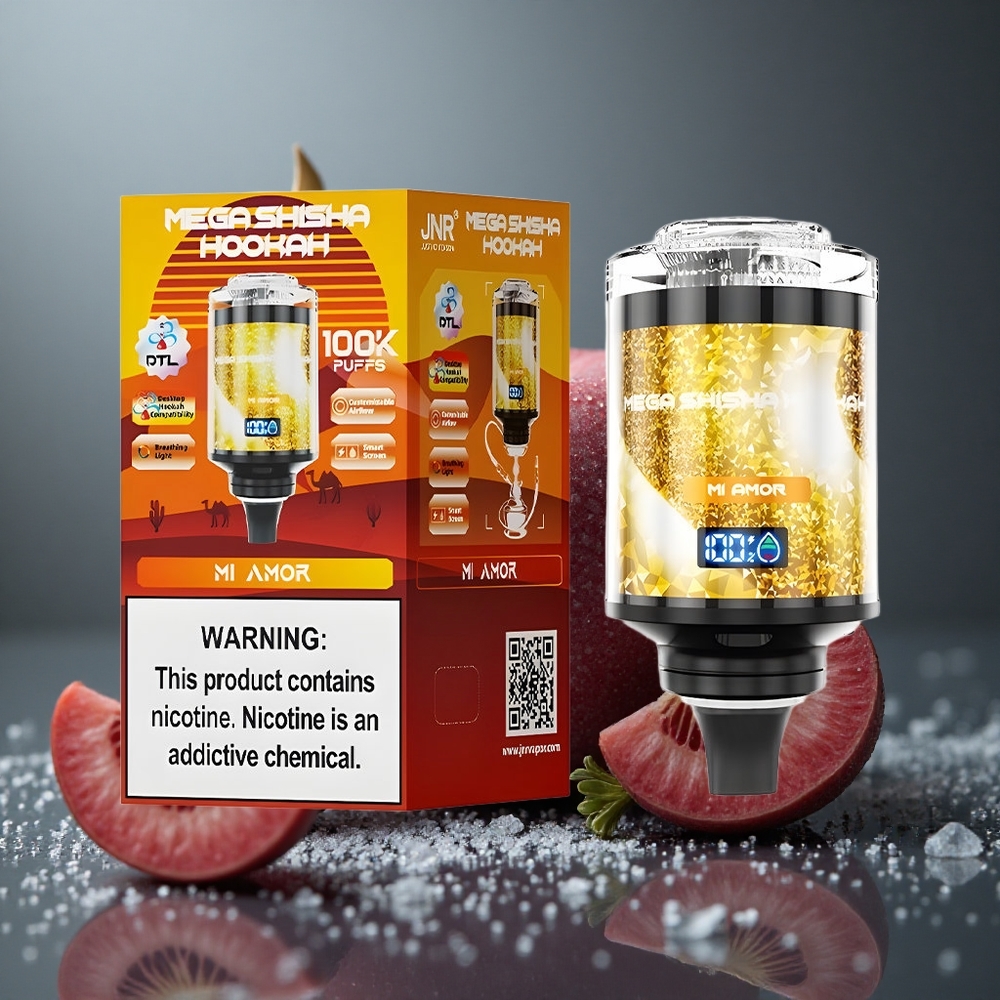 JNR Mega Shisha Hookah 100000 パフ 60ml Mi Amor デスクトップ互換性