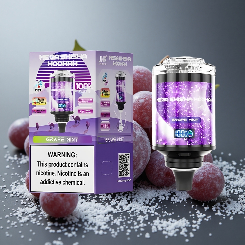 JNR Mega Shisha Hookah 100000 パフ 60ml グレープミント デスクトップ互換