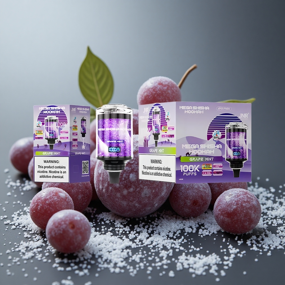 JNR Mega Shisha Hookah 100000 パフ 60ml グレープミント デスクトップ互換