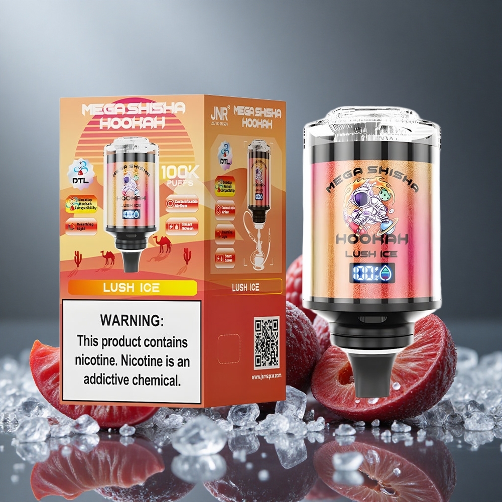JNR Mega Shisha Hookah 100000パフ 60ml デスクトップ互換性 ラッシュアイス