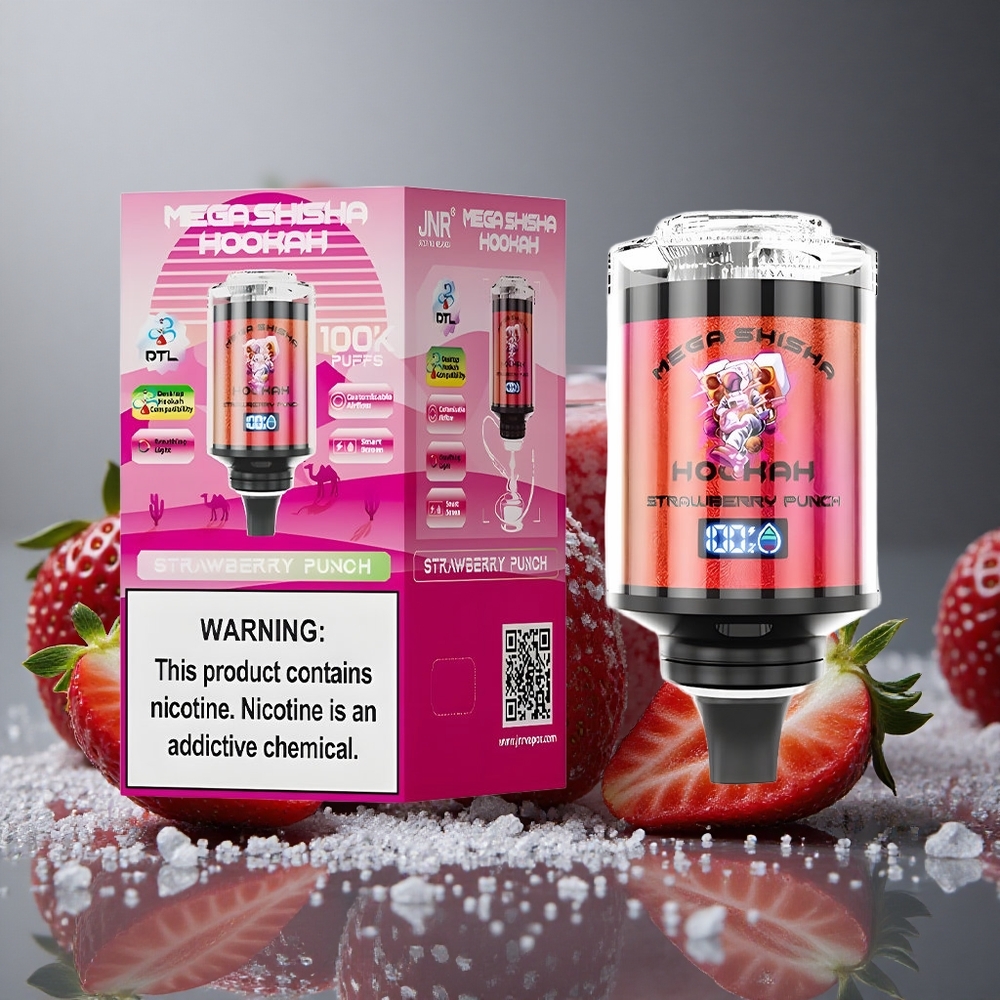 JNR Mega Shisha Hookah 100000パフ ストロベリーパンチ デスクトップ互換