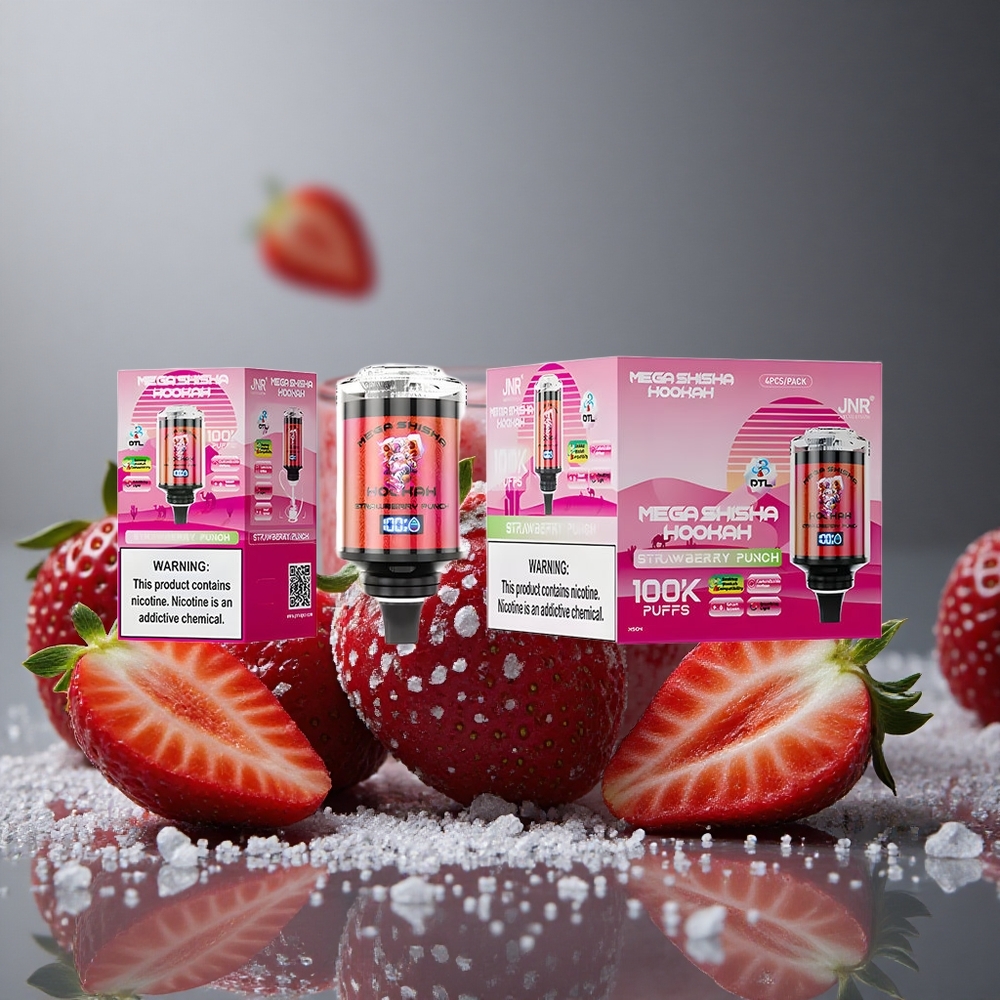 JNR Mega Shisha Hookah 100000パフ ストロベリーパンチ デスクトップ互換