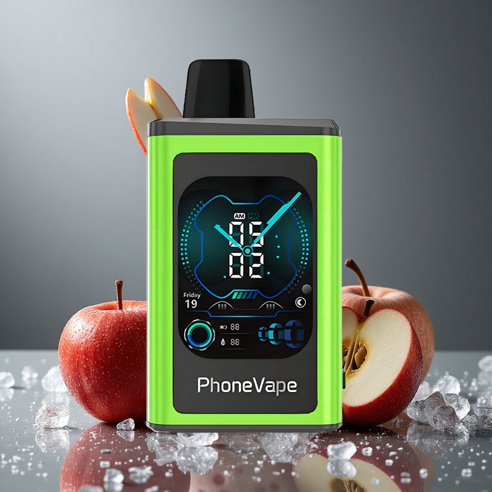 JNR PhoneVape 30000 パフ リチャージ可能 フルディスプレイ サワーアップルアイス