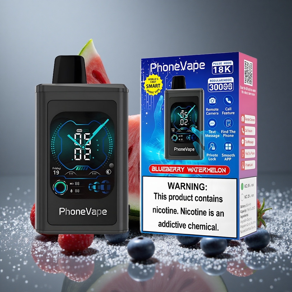 JNR PhoneVape 30000パフ ブルーベリーウォーターメロン Type-C充電 リモートカメラ
