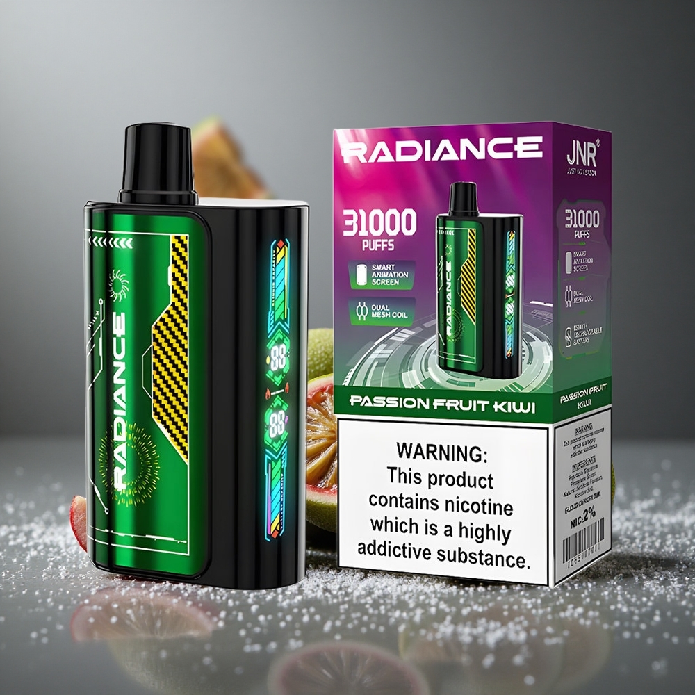 JNR Radiance 31000パフ パッションフルーツキウイ 28ml デュアルメッシュコイル