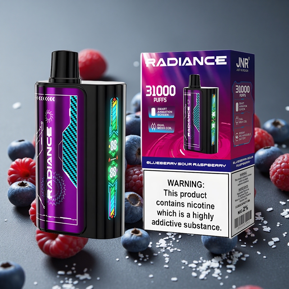 JNR Radiance 31000パフ ブルーベリーサワーラズベリー デュアルメッシュコイル スマートアニメーションスクリーン