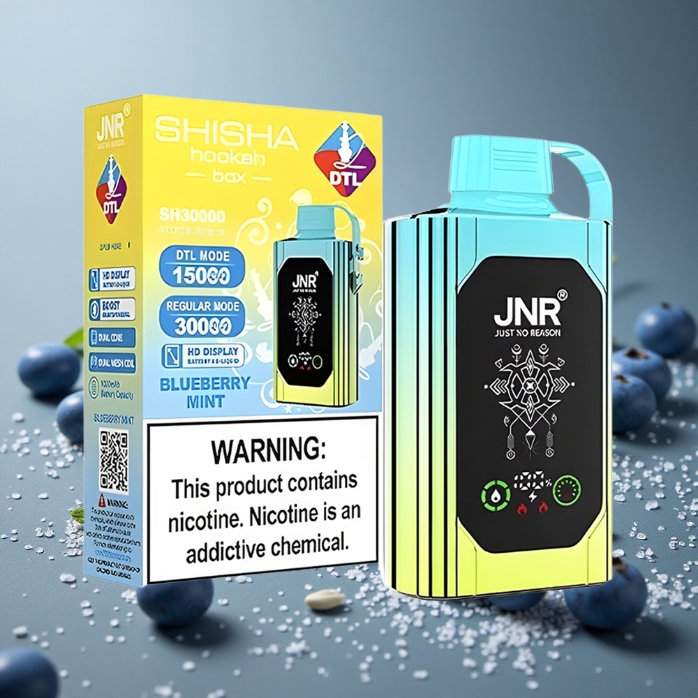 JNR Shisha Hookah Box 20500 パフ ブルーベリーミント デュアルメッシュコイル タイプC充電