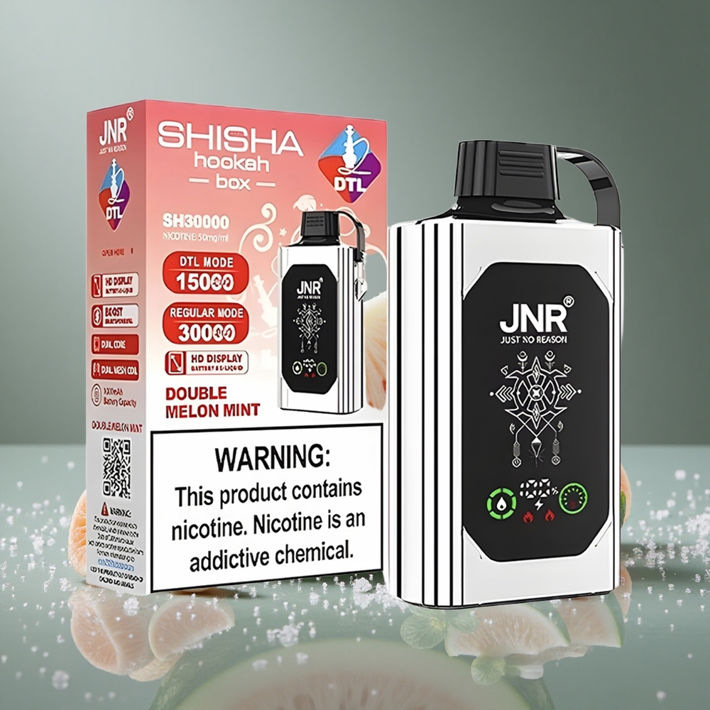 JNR Shisha Hookah Box 20500 パフス デュアルメロンミント HDディスプレイ  タイプC充電