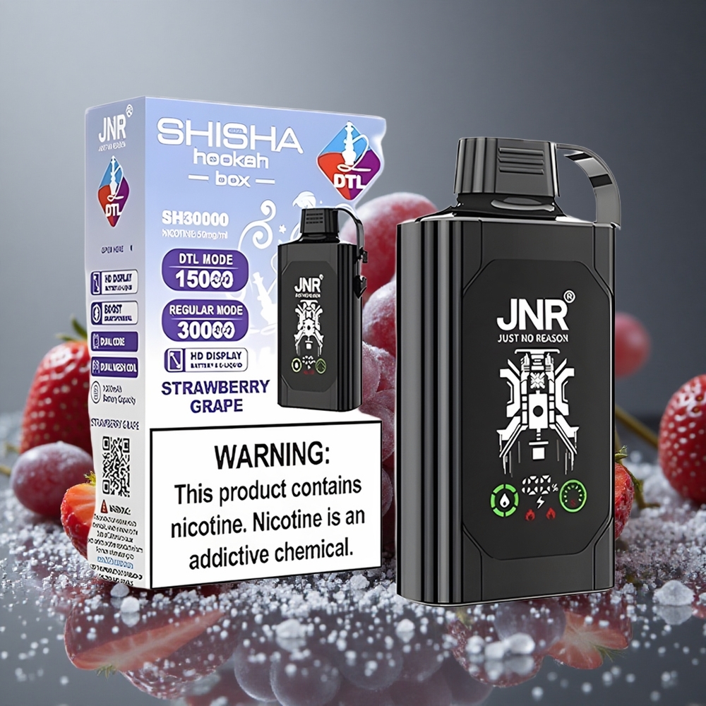 JNR Shisha Hookah Box 20500パフ デュアルメッシュコイル 25ml ストロベリーグレープ
