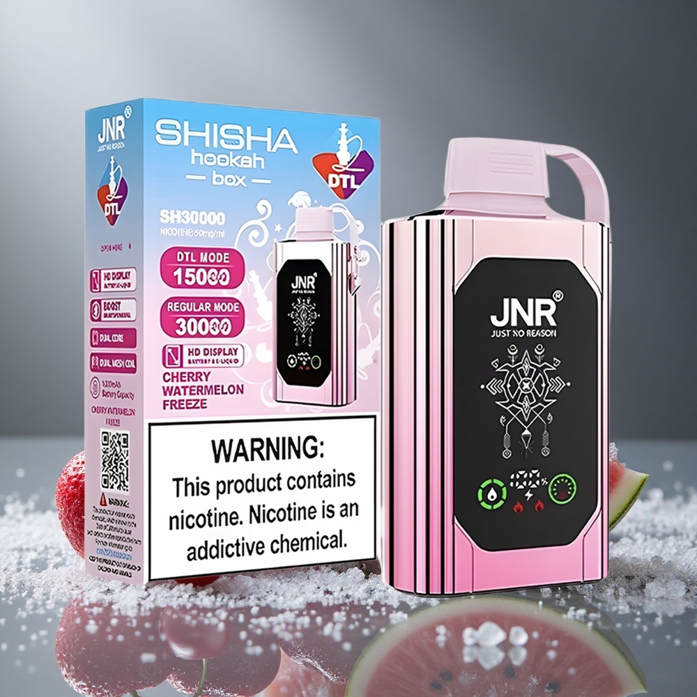 JNR Shisha Hookah Box 20500パフ デュアルメッシュコイル タイプC急速充電 チェリーウォーターメロンフリーズ