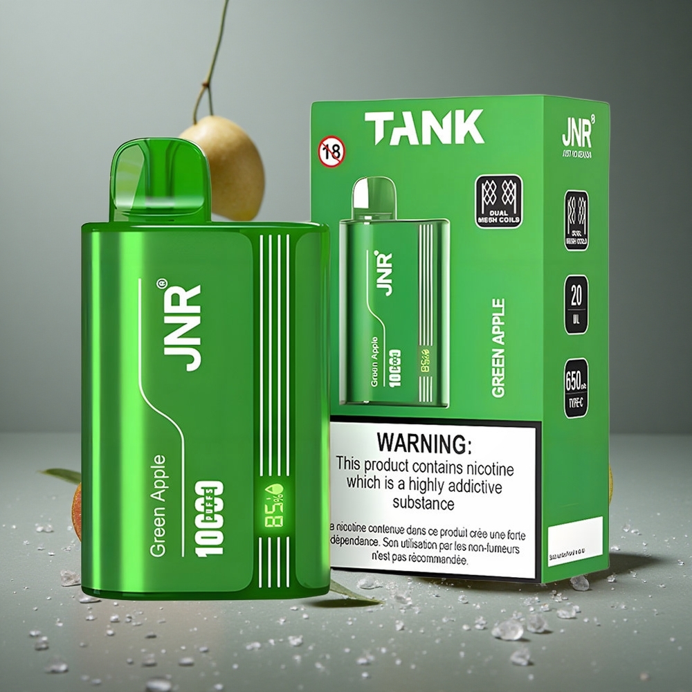 JNR Tank 10000 パフ デジタルディスプレイ デュアルメッシュコイル グリーンアップル ピーチ ペア