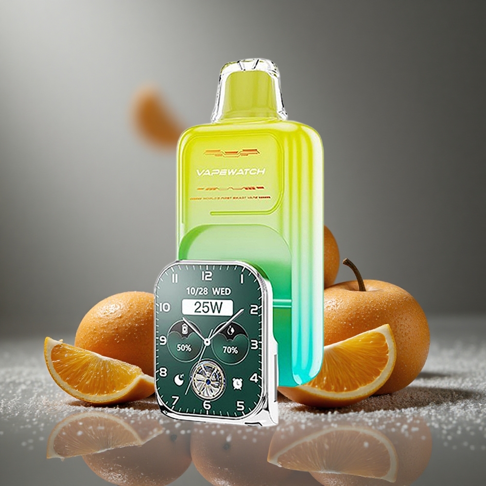 JNR Vape Watch 30000 パフ オレンジマンゴー デュアルメッシュコイル 19mL