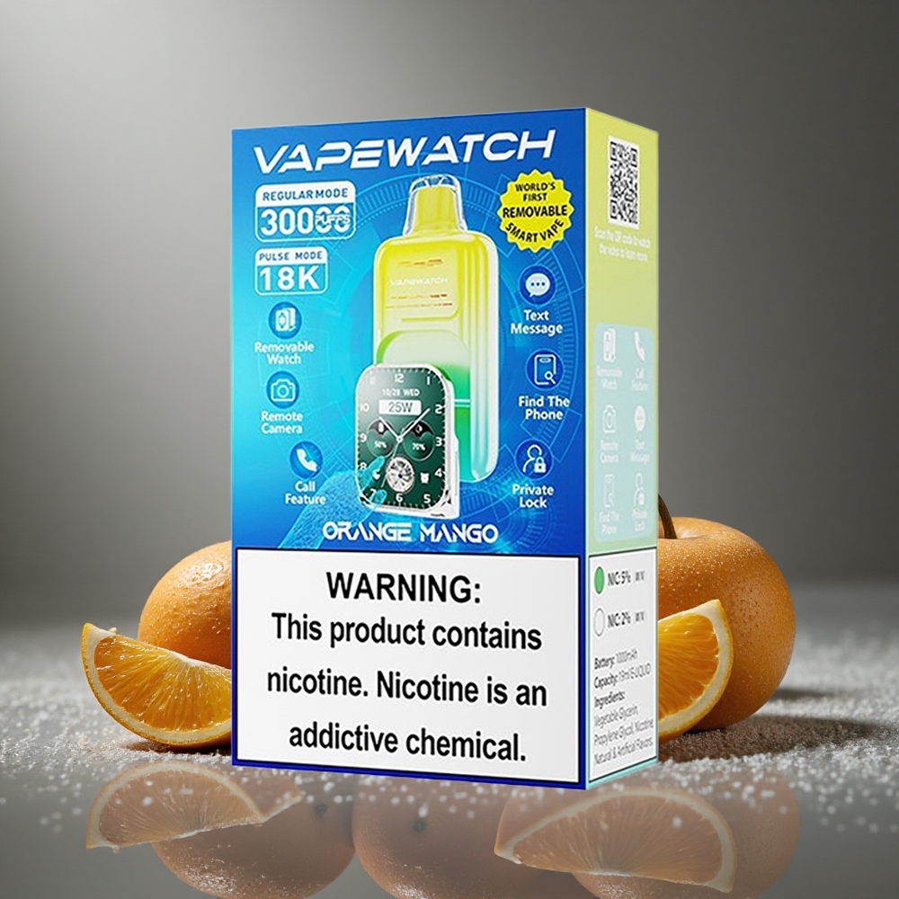 JNR Vape Watch 30000 パフ オレンジマンゴー デュアルメッシュコイル 19mL