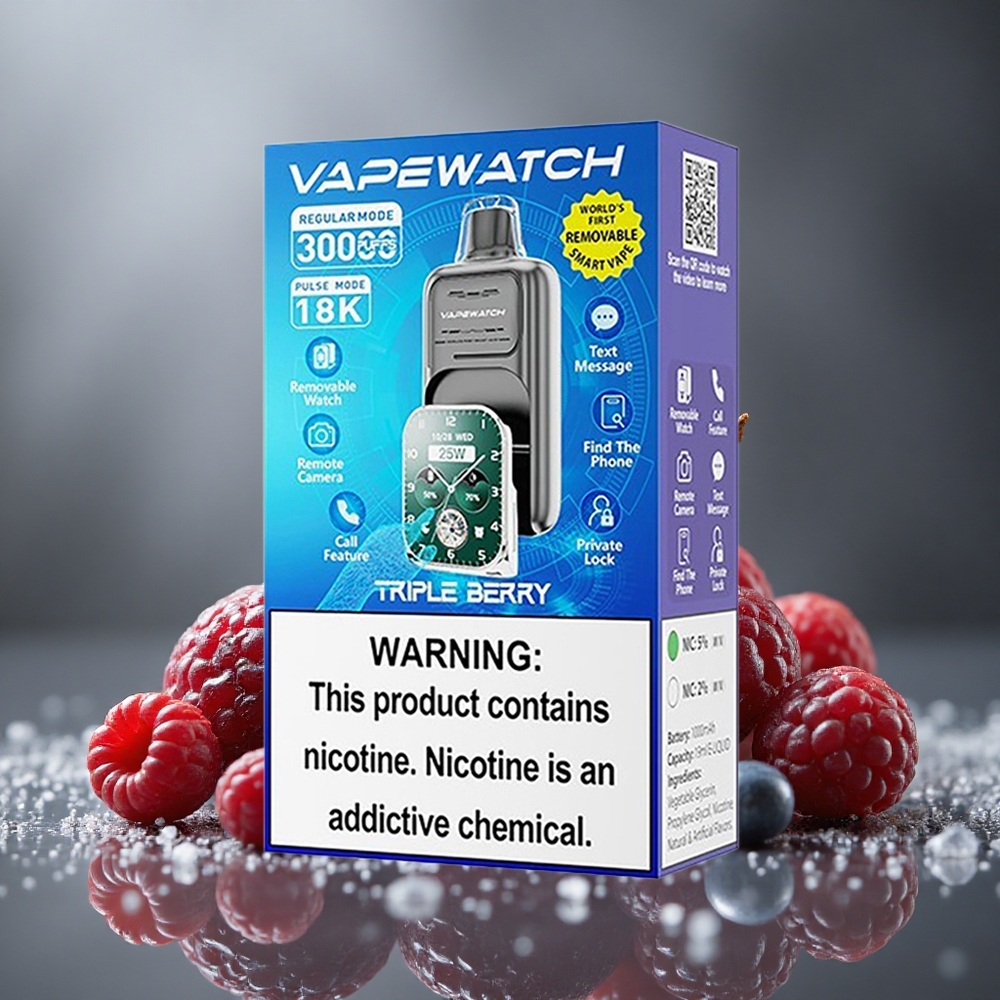 JNR Vape Watch 30000 パフ トリプルベリー デュアルメッシュコイル 19mL
