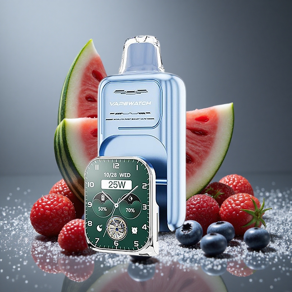 JNR Vape Watch 30000パフ ブルーベリーウォーターメロン デュアルメッシュコイル 19mL