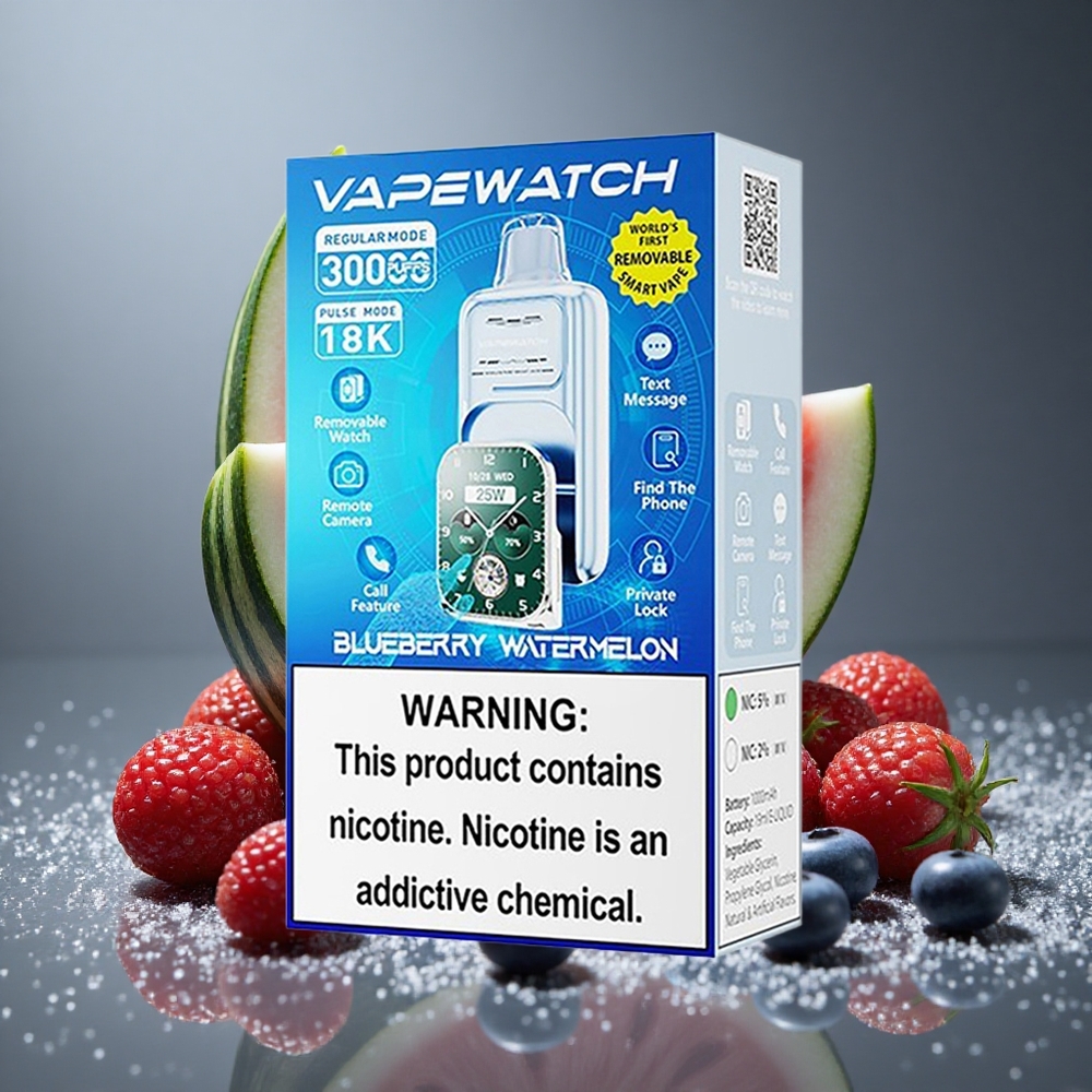 JNR Vape Watch 30000パフ ブルーベリーウォーターメロン デュアルメッシュコイル 19mL