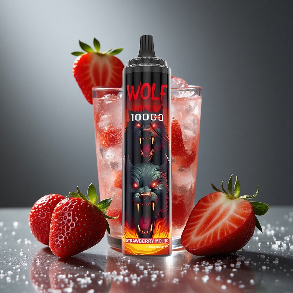 JNR Wolf Niplo 10000 パフス ストロベリーモヒート 10Ωメッシュコイル 20ml