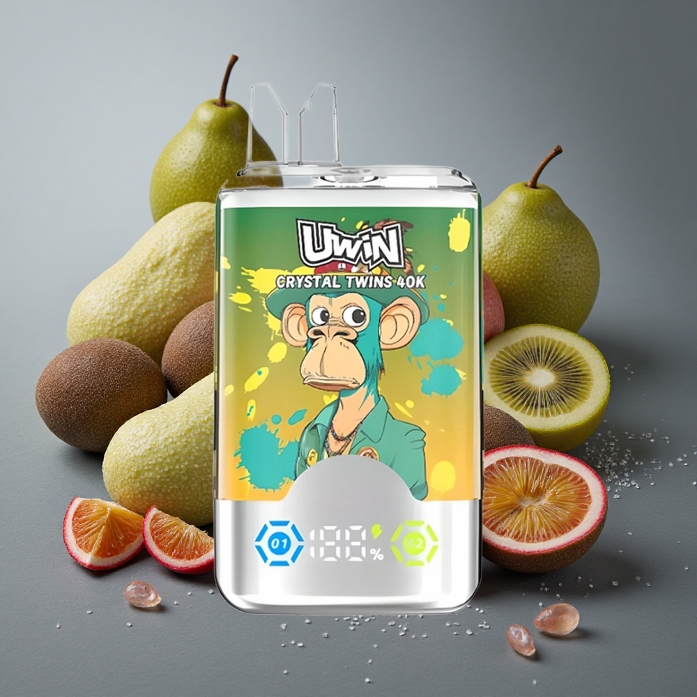 UWIN Crystal Twins 40000パフ キウイパッションフルーツグアバツーアップル 850mAhバッテリー 32ml