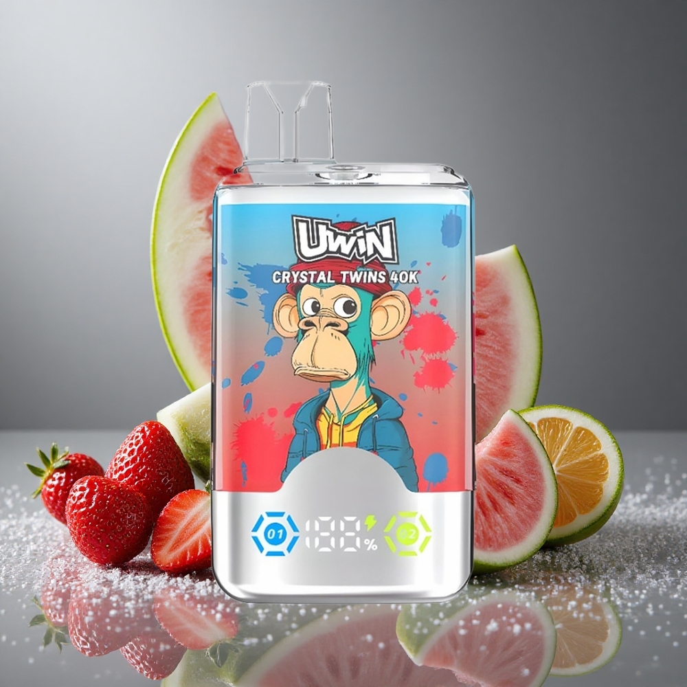 UWIN Crystal Twins 40000パフ ストロベリーウォーターメロン＆レモンライム 850mAhバッテリー 32ml