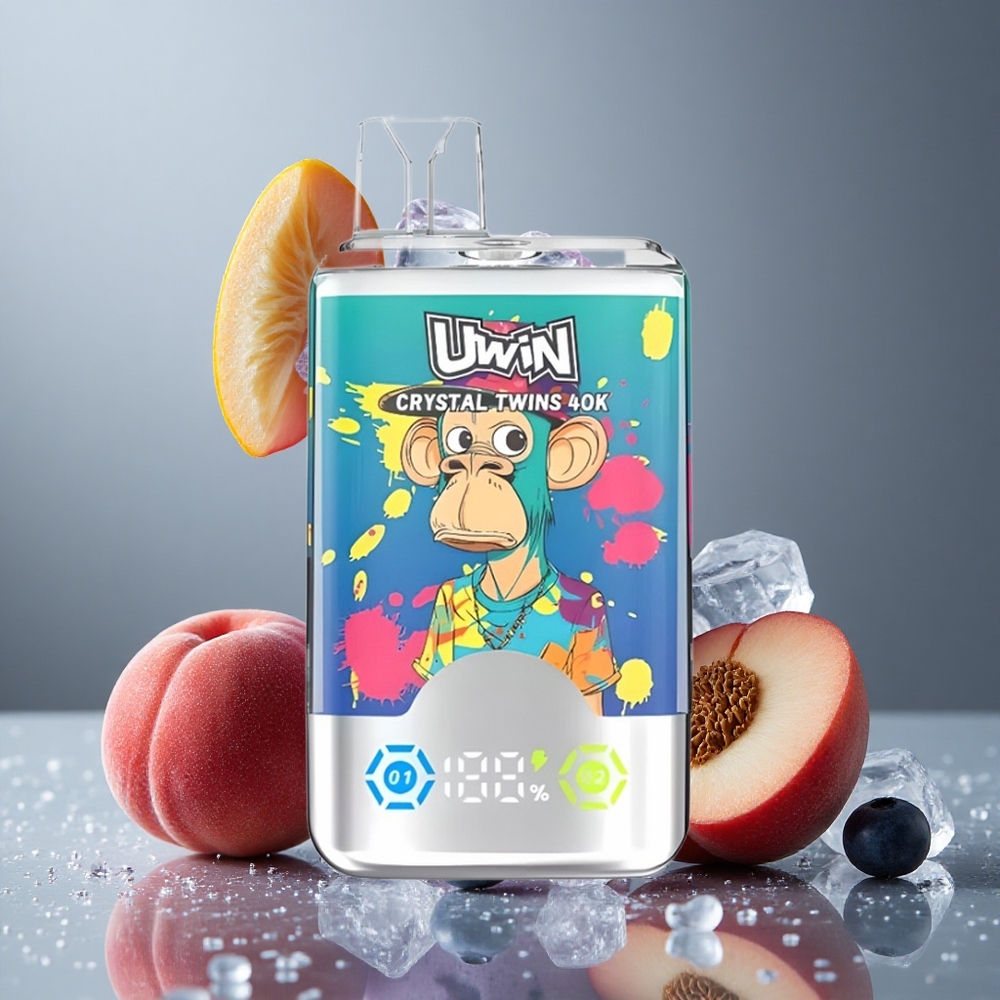 UWIN Crystal Twins 40000パフ ブルーベリーオンアイス＆サマーピーチアイス 850mAhバッテリー 32ml
