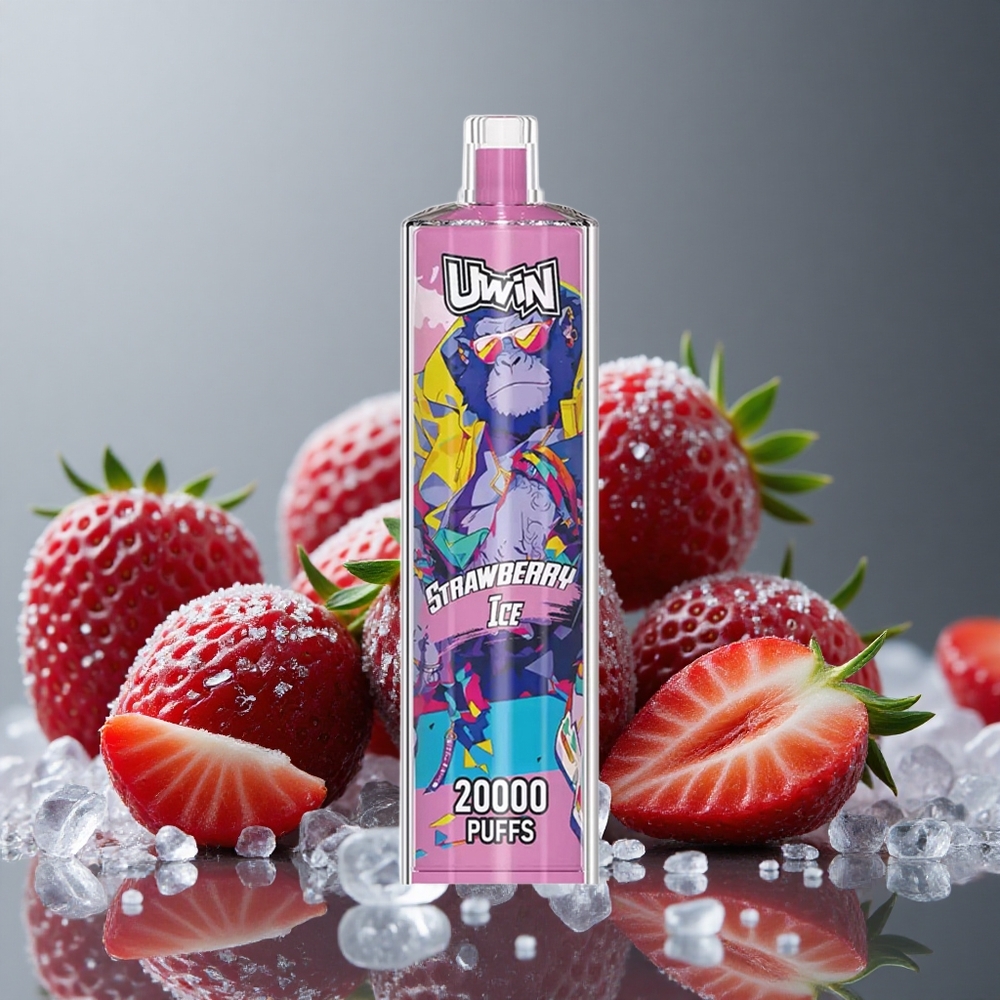 Uwin Shisha Hookah Crystal 20000パフ ストロベリーアイス 22ml メッシュコイル