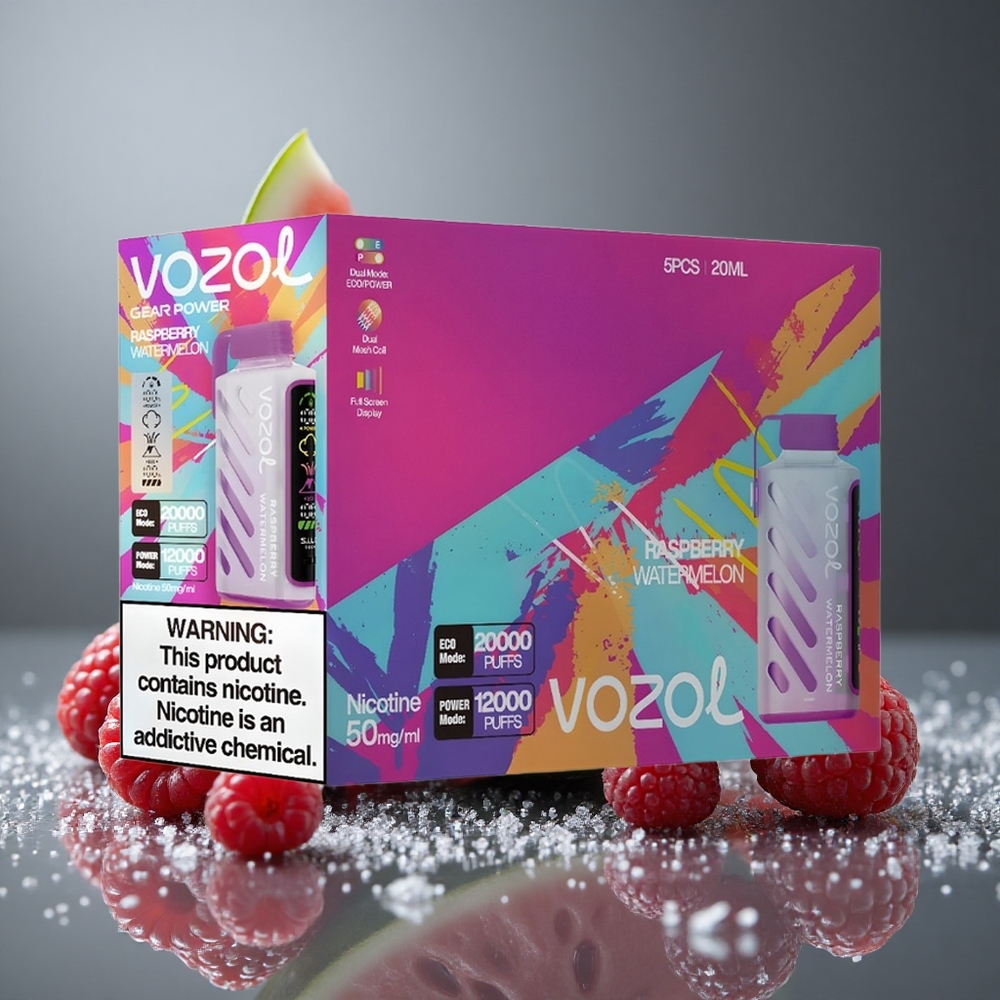 VOZOL Gear Power 20000パフ ラズベリーウォーターメロン デュアルメッシュコイル 20mL