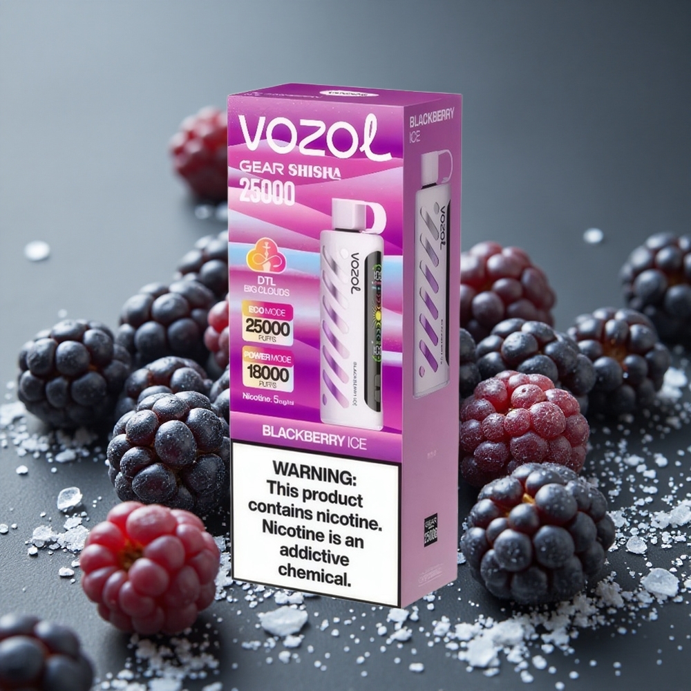VOZOL Gear Shisha 25000 パフ ブラックベリーアイス デュアルメッシュ 1000mAh