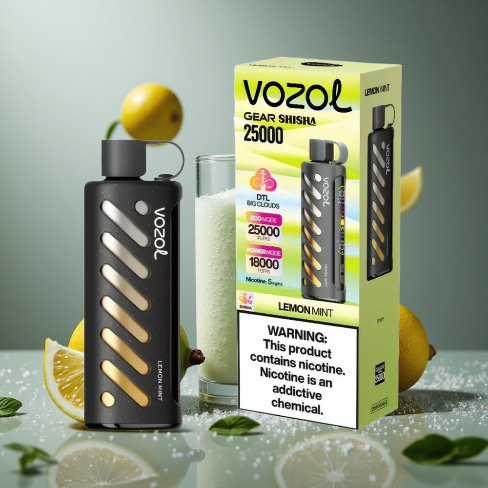 VOZOL Gear Shisha 25000パフ レモンミント デュアルメッシュ 1000mAh