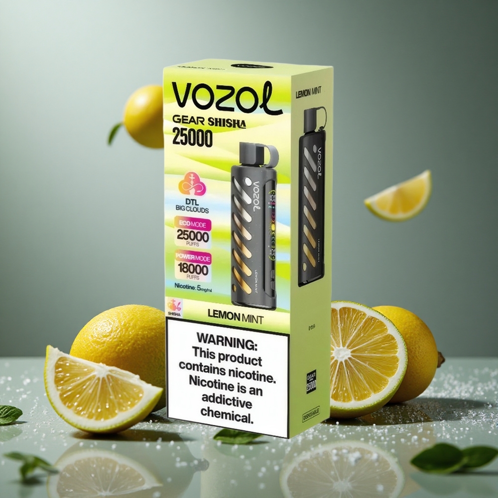 VOZOL Gear Shisha 25000パフ レモンミント デュアルメッシュ 1000mAh