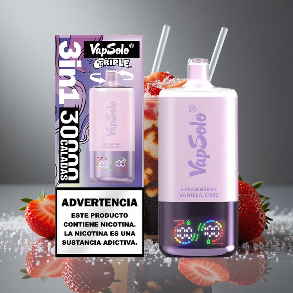 VapSolo Triple 30000 パフ ストロベリーバニラコーク 40ml 20/50mg/ml ニコチン