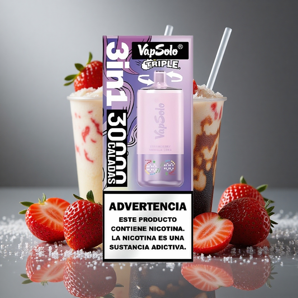 VapSolo Triple 30000 パフ ストロベリーバニラコーク 40ml 20/50mg/ml ニコチン