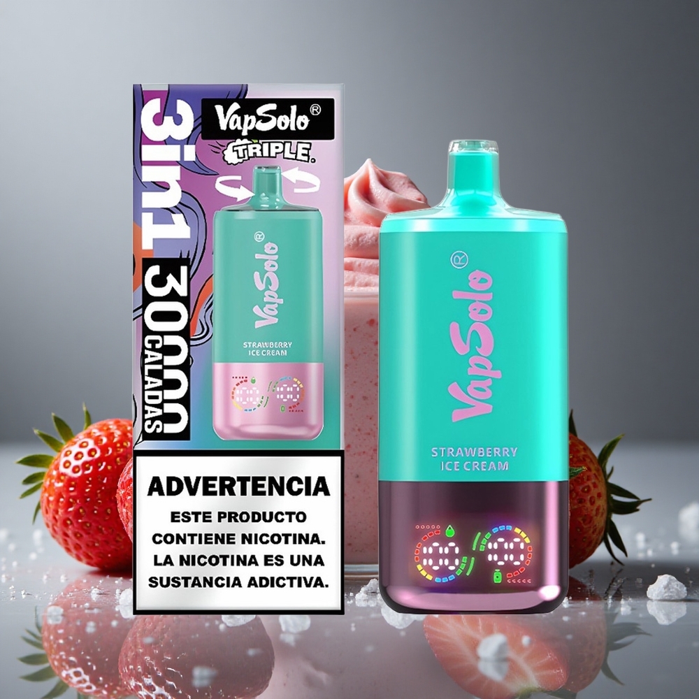 VapSolo Triple 30000パフ ストロベリーアイスクリーム 40ml タイプC