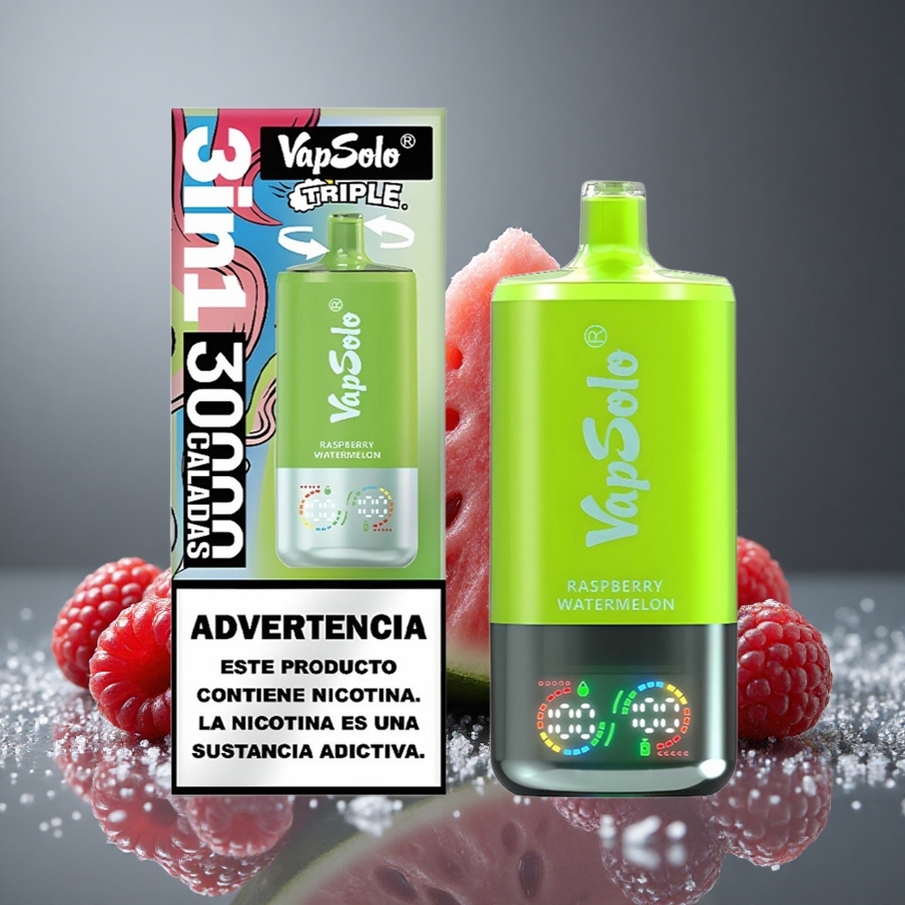 VapSolo Triple 30000パフ ラズベリーウォーターメロン 40ml 20/50mg/ml ニコチン