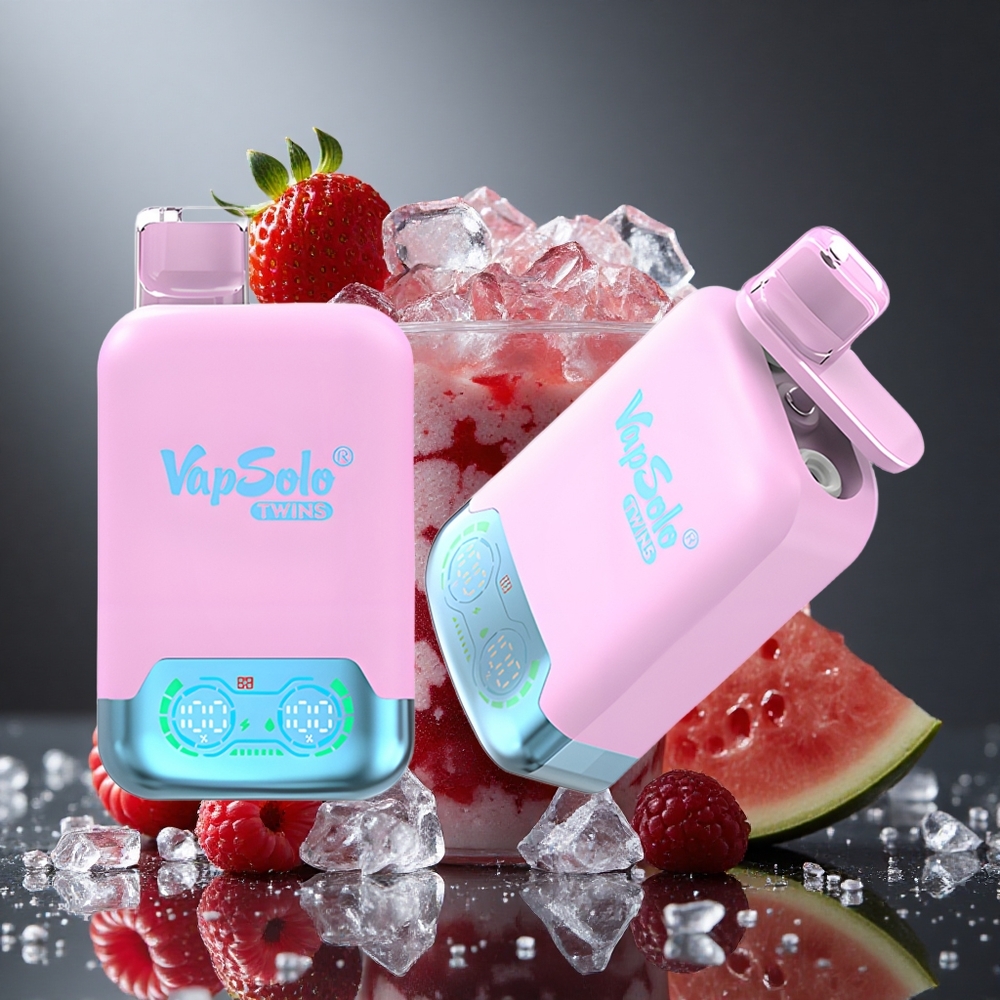 Vapsolo Twins 20000パフ ブラックアイス ドラゴンフルーツ ストロベリー＆ラズベリー ウォーターメロン 40ml タイプ-C