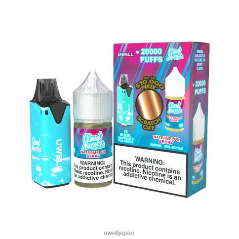 UWELL V6 使い捨てデバイス + パパの蒸気 30ml ジュース - コラボバンドル | UWELL Vape Flavours clr:ブルー/flv:スイカベリーアイス 50mg J0X2T206