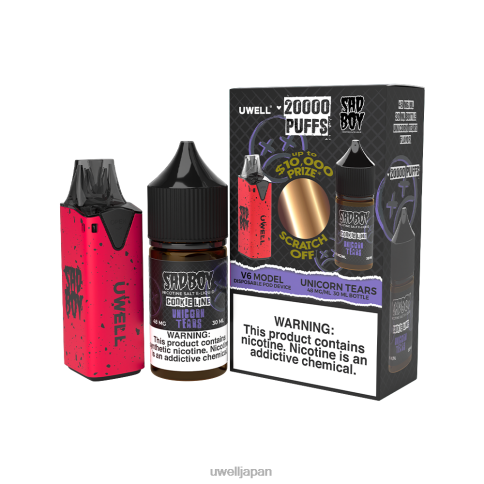 UWELL V6 使い捨てデバイス + パパの蒸気 30ml ジュース - コラボバンドル | UWELL ベイプ clr:レッド/flv:ユニコーンの涙 48mg J0X2T214