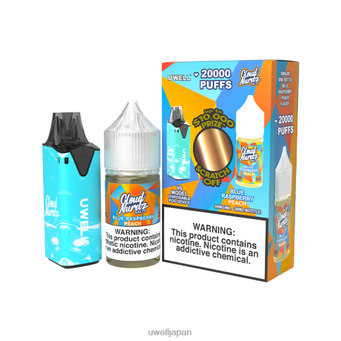 UWELL V6 使い捨てデバイス + パパの蒸気 30ml ジュース - コラボバンドル | UWELL 公式 clr:ブルー/flv:ブルーラズベリーピーチ 50mg J0X2T203