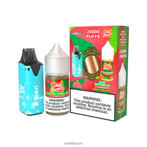 UWELL V6 使い捨てデバイス + パパの蒸気 30ml ジュース - コラボバンドル | UWELL ベイプ clr:ブルー/flv:すっぱいスイカイチゴ 50mg J0X2T204