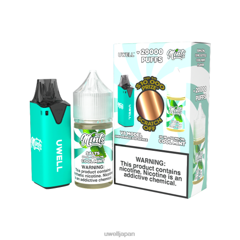 UWELL V6 使い捨てデバイス + パパの蒸気 30ml ジュース - コラボバンドル | UWELL 電子タバコ clr:シアン/flv:クールミント 50mg J0X2T210